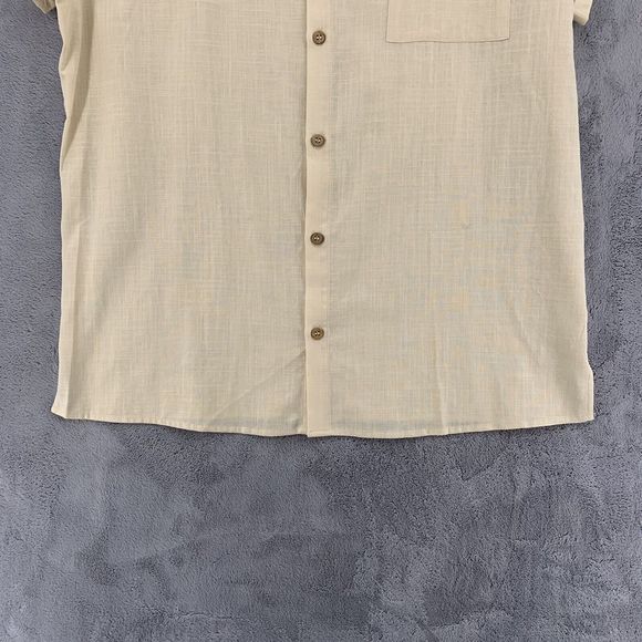 Fishpond Button Up Short Sleeve Cream Cotton Flax Short Sleeve Shirt Mens Large - Picture 3 of 12
